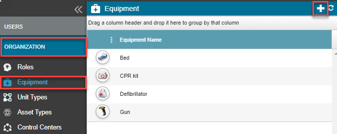 Equipment elements table