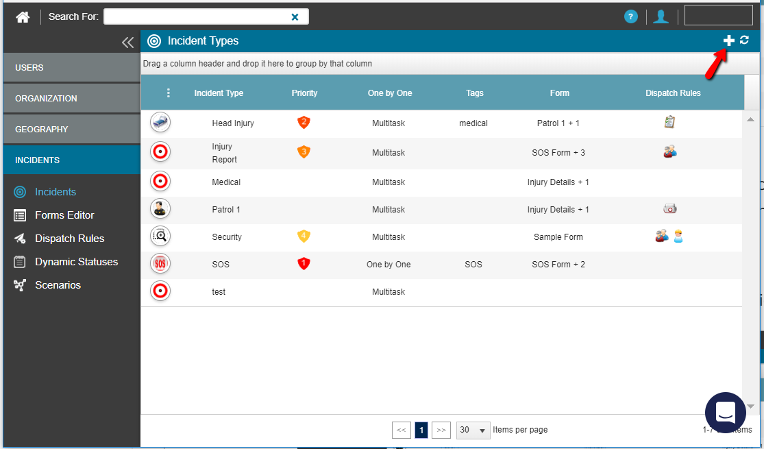 Creating new incident type