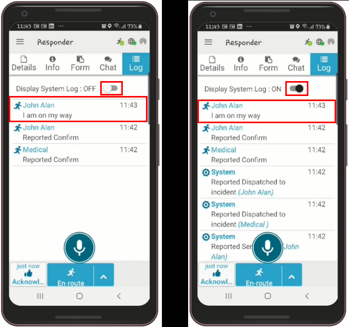 Chat Messages in Log Tab