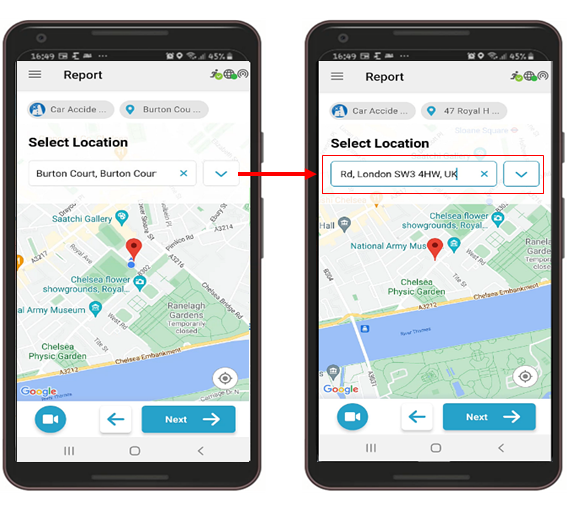 Selecting Incident Location