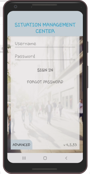 Login screen