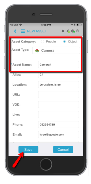 Selecting Asset Type