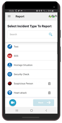 Selecting Incident Type